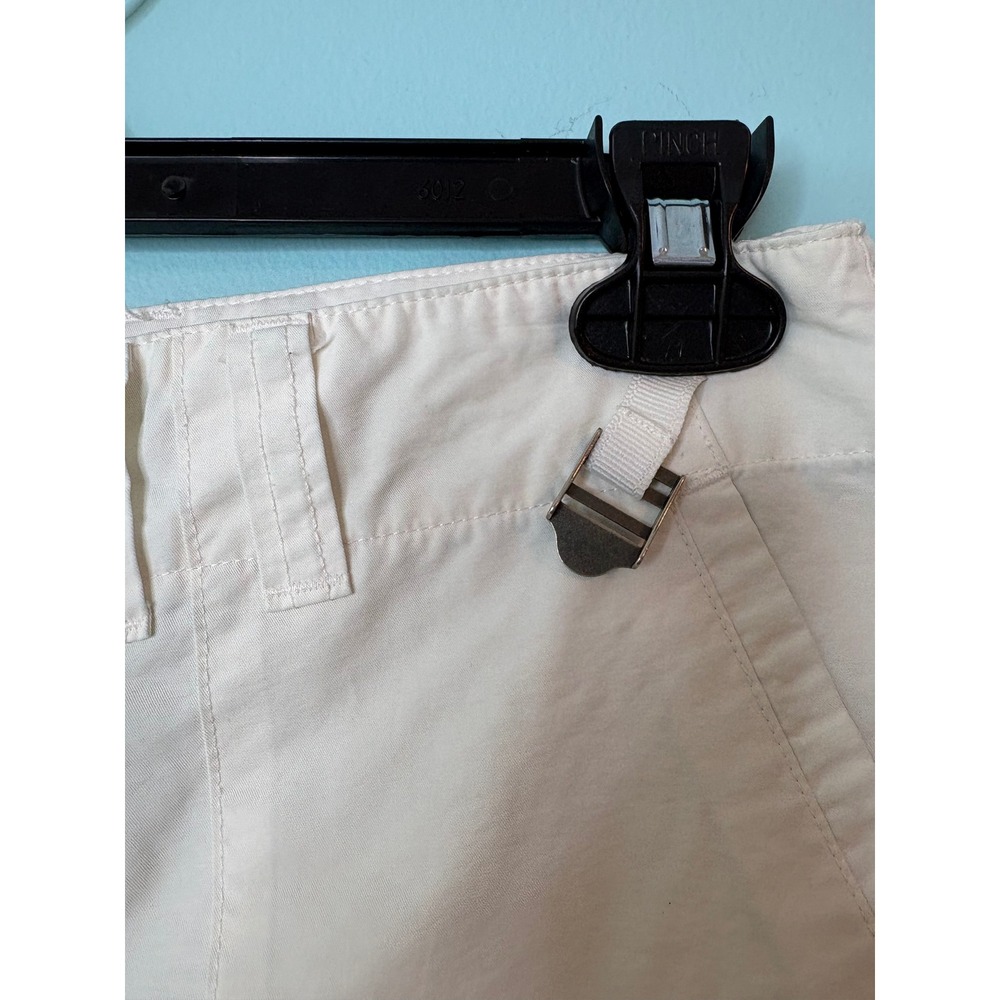 Daisy Fuentes Y2K Cargo Capri Pants Utility Crop Off White Pastel Goth Festival - Picture 4 of 13